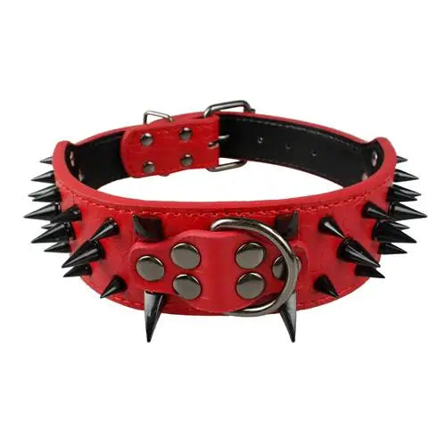 Breites Leder-Hundehalsband (5,1 cm) mit Spikes – Verstellbar für Pitbull, Bulldogge & Boxer - Animalivo