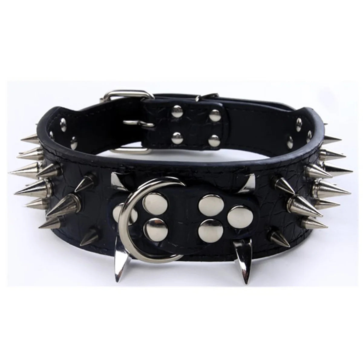 Set aus Hundehalsband und Leine mit Spikes, Hundehalsband aus Leder mit Nieten, verstellbares Hundehalsband für Spaziergänge im Freien - Animalivo