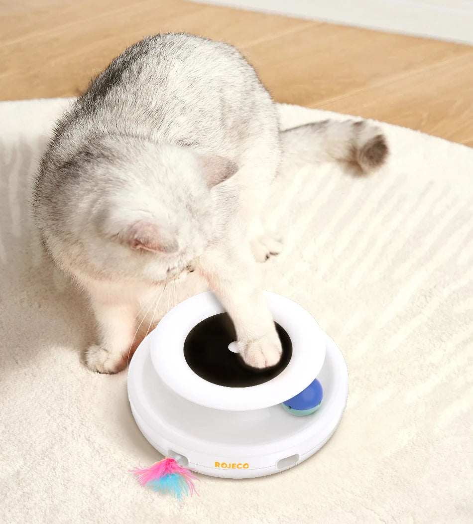 Smartes 2-in-1 Katzenspielzeug: Feder & Ball