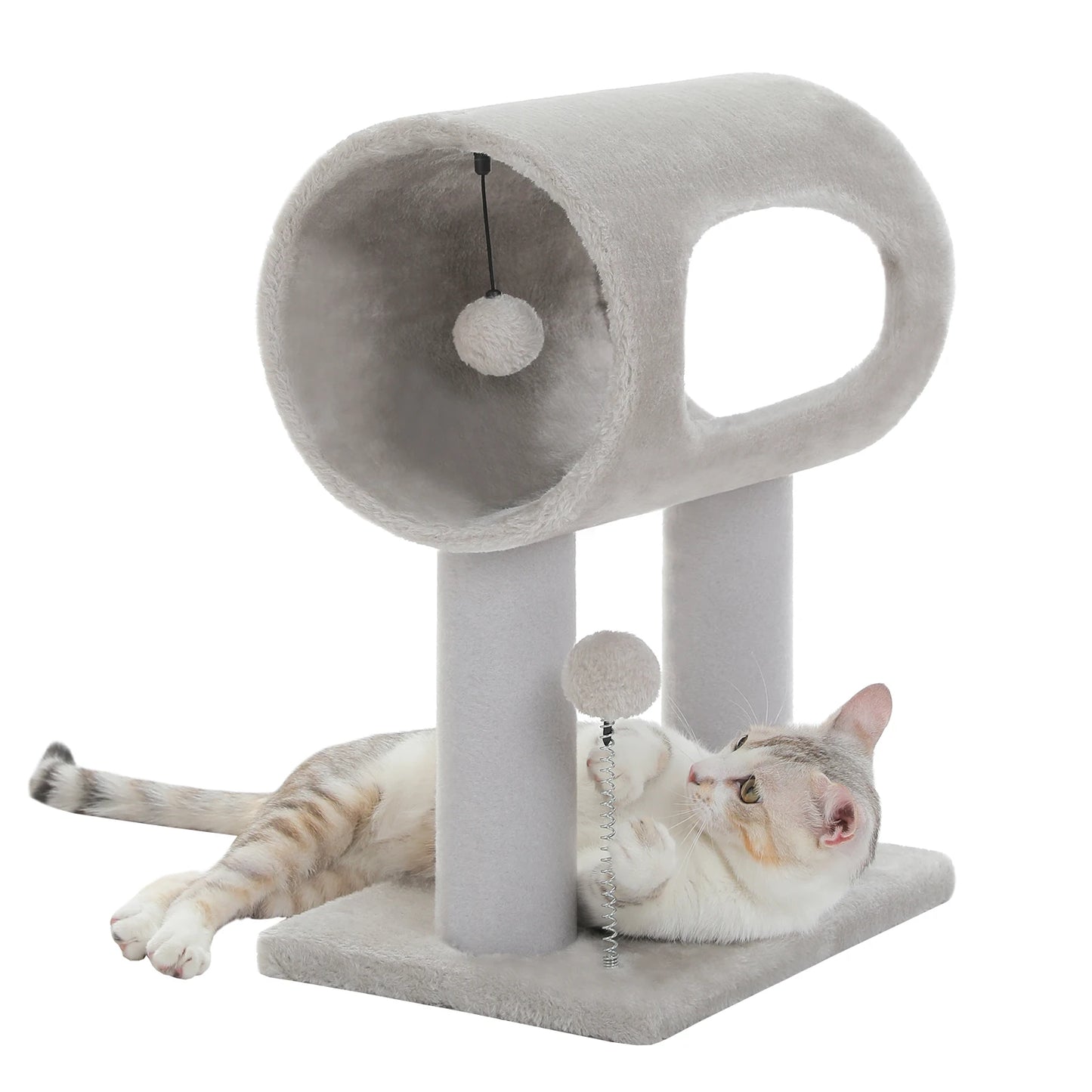 Beigefarbener Kratzbaumturm (130 cm) für 1-3 Katzen