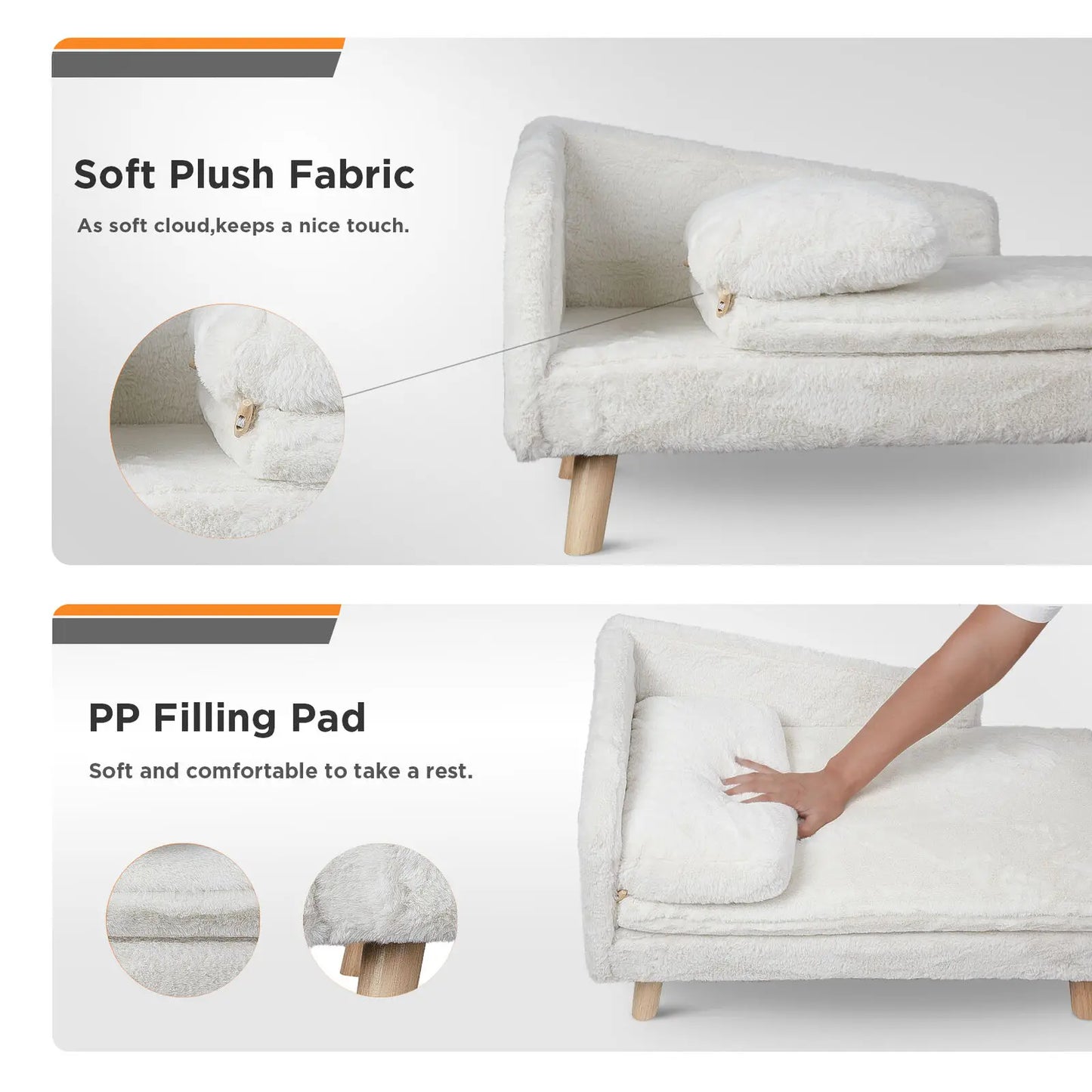 Erhöhtes L-förmiges Haustiersofa aus Holz