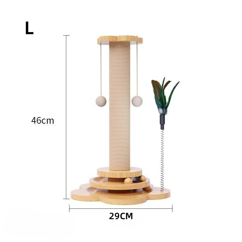 Holz Katzenspielzeug mit Ballbahn & Sisal Kratzbrett