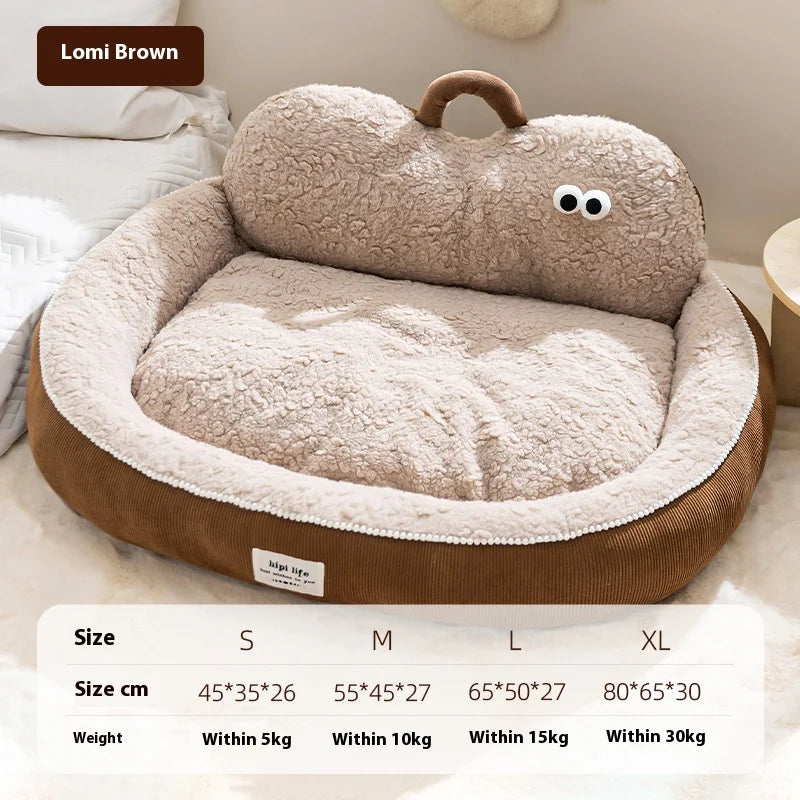 Ganzjähriges Haustierbett (Katze/Hund) mit Nackenschutz & Bolster-Rand - Animalivo