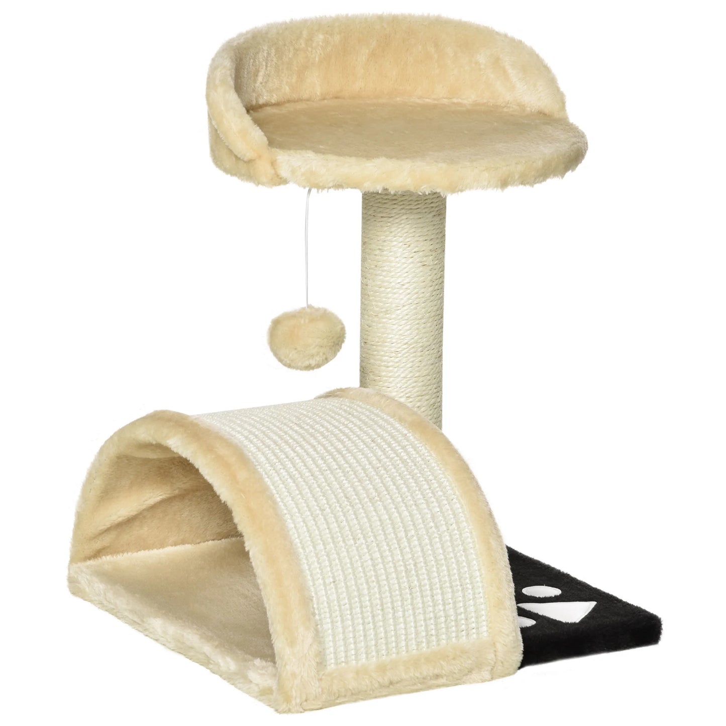 Pawhut Kratzbaum, 2-stufig mit Kratzbrett, Beige