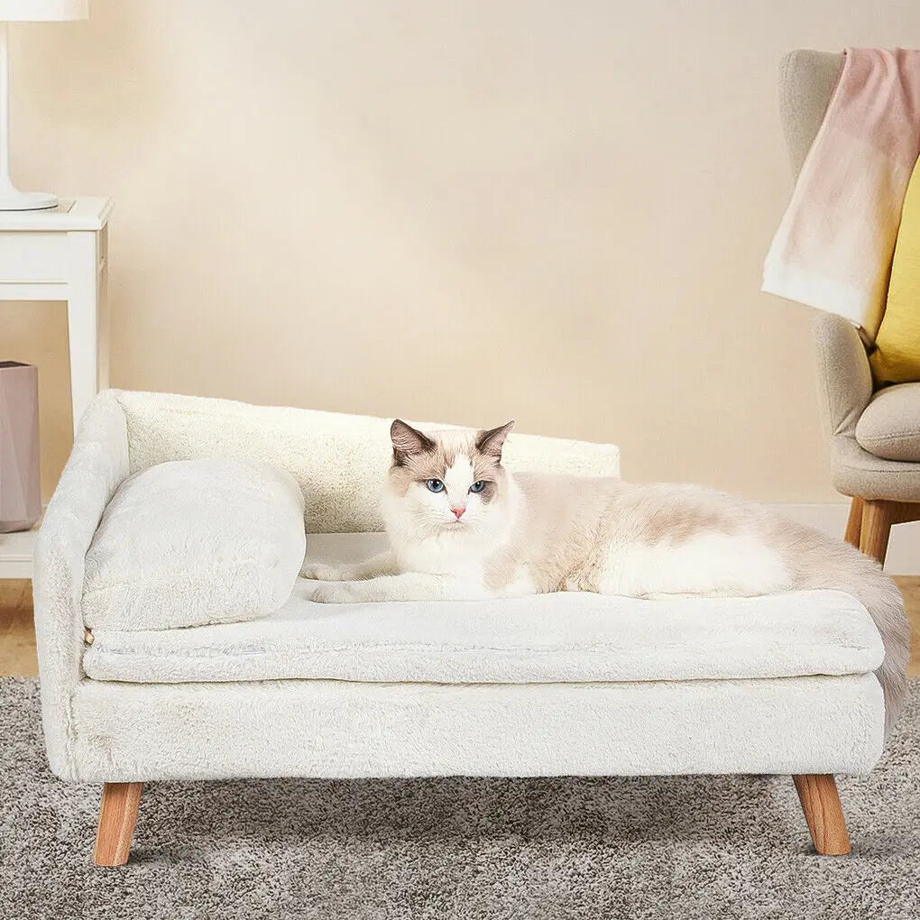 Erhöhtes L-förmiges Haustiersofa aus Holz