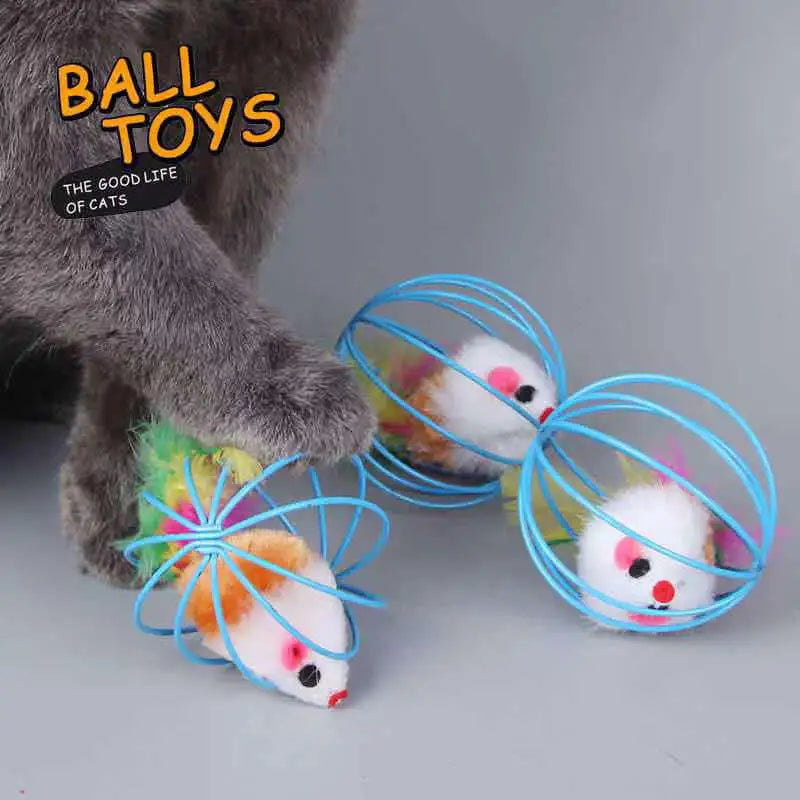 Buntes Maus-im-Käfig – Interaktives Katzenspielzeug