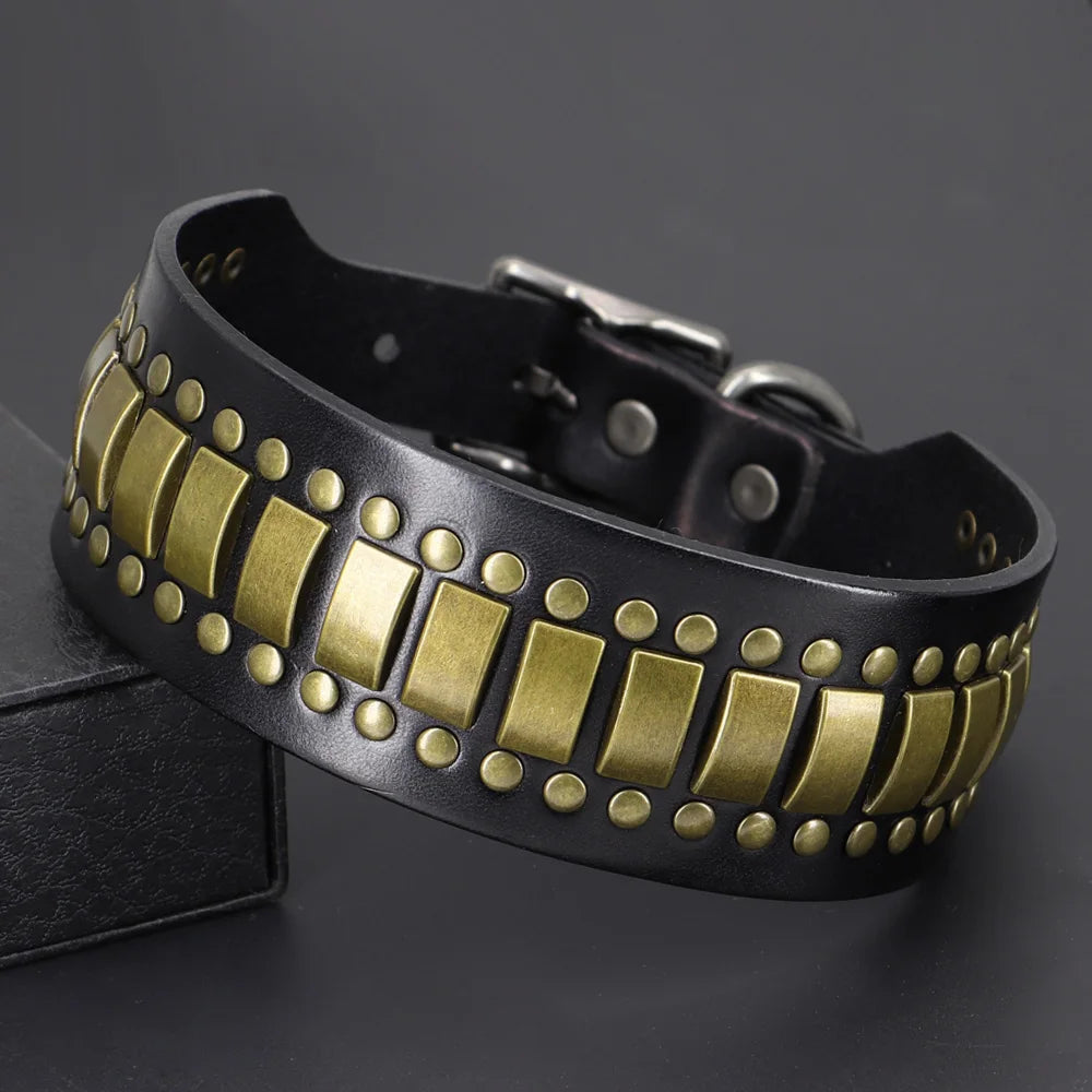 Luxuriöses Leder-Hundehalsband mit Juwelen, Spikes & Nieten - Animalivo