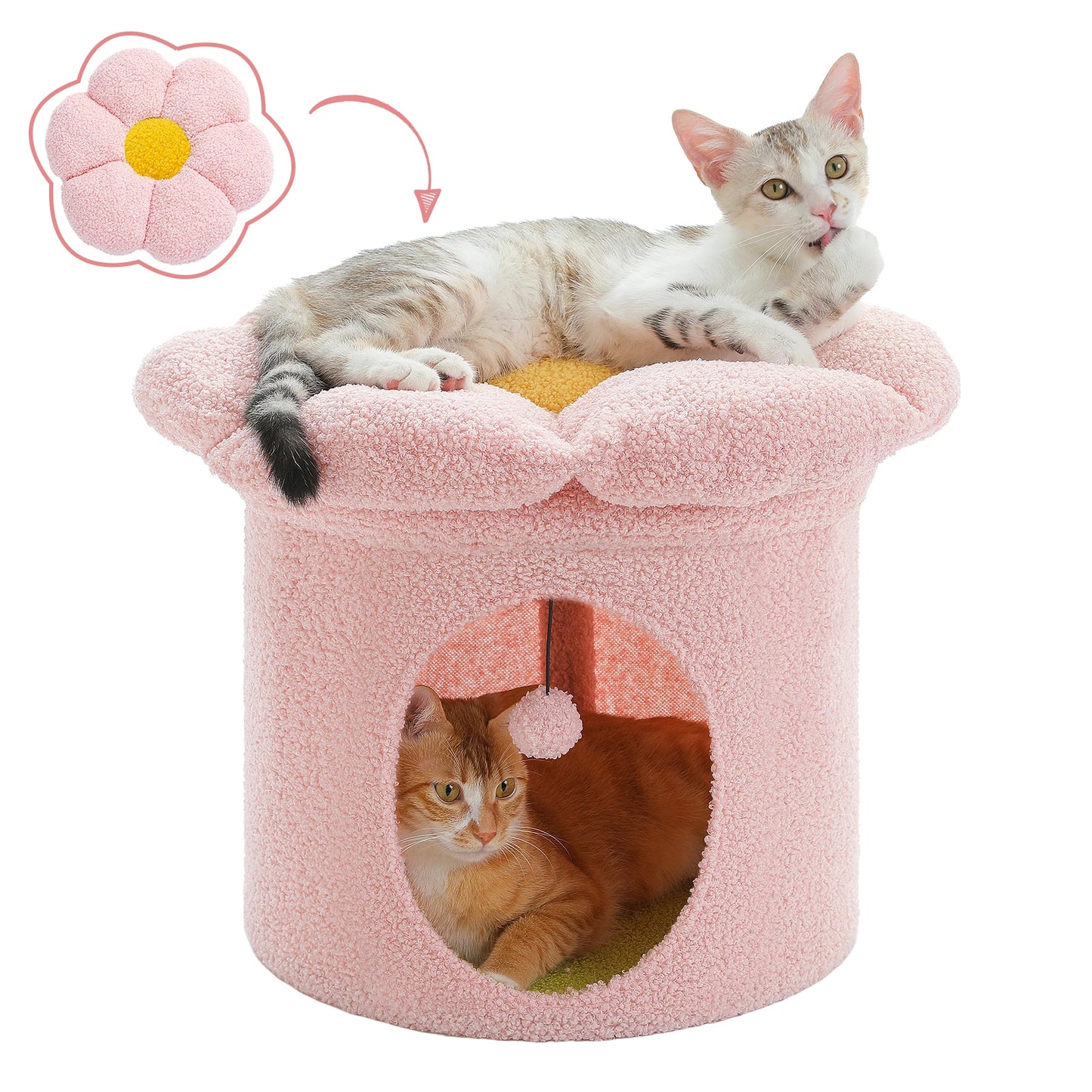 Großes Katzenhaus mit Blumen-Katzenbett