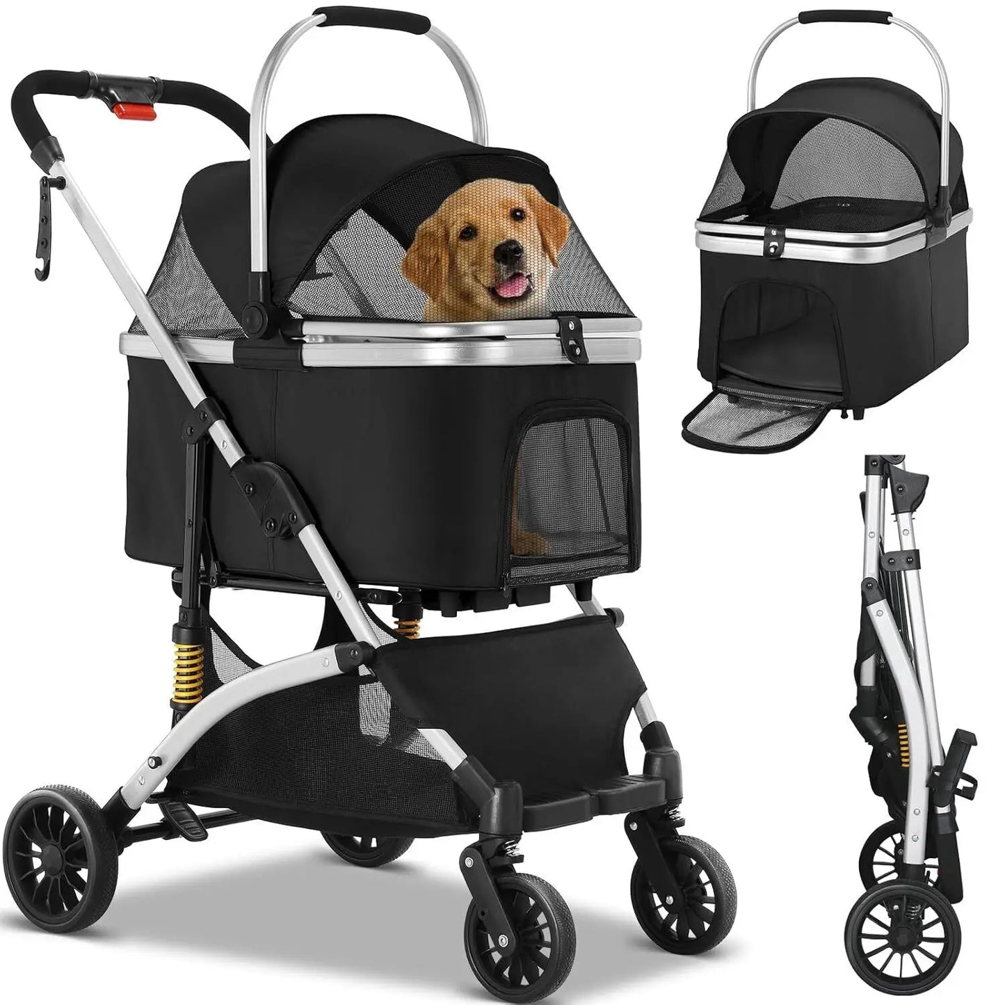 3-in-1 Haustierkinderwagen (Abnehmbare Tragetasche & Autositz) - Animalivo