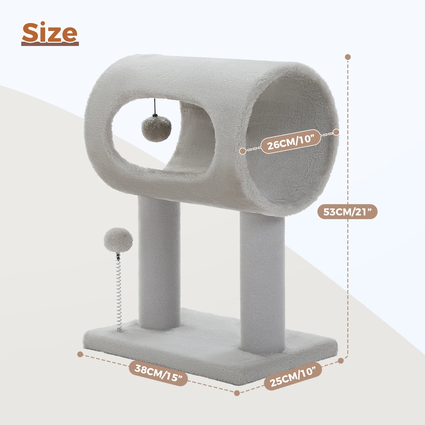 Beigefarbener Kratzbaumturm (130 cm) für 1-3 Katzen