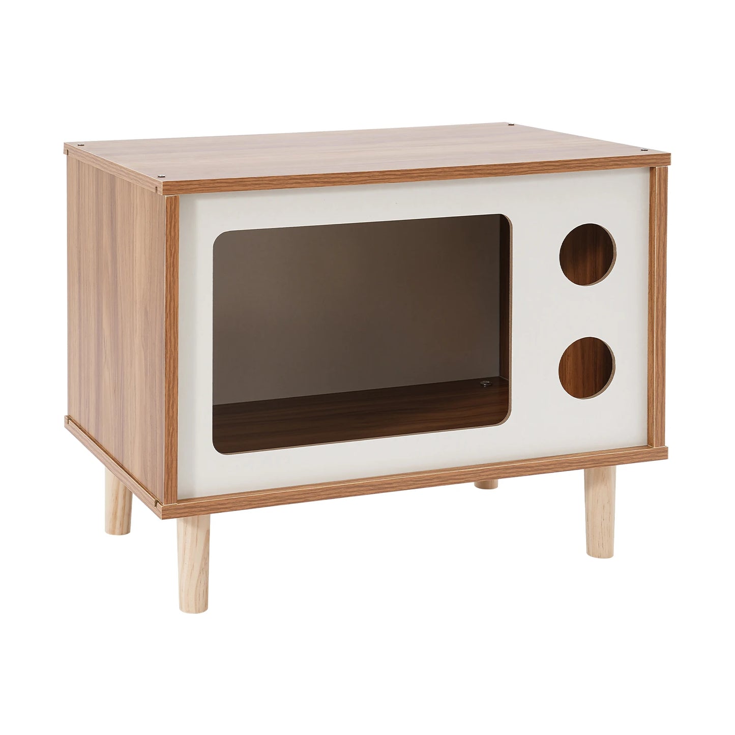 Holz Katzenhaus & Bett in TV-Form (50x29x40cm)