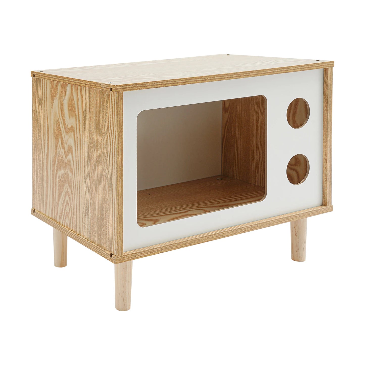 Holz Katzenhaus & Bett in TV-Form (50x29x40cm)
