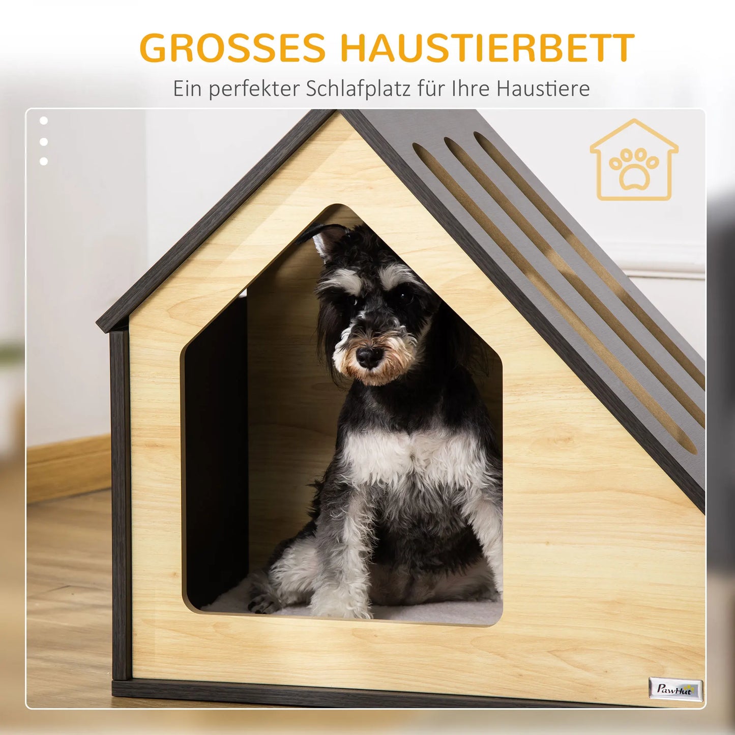 Pawhut Hundehütte Indoor Hundehöhle mit Kissen Hundehaus Hundehöhle mit schrägem Dach Katzenhaus