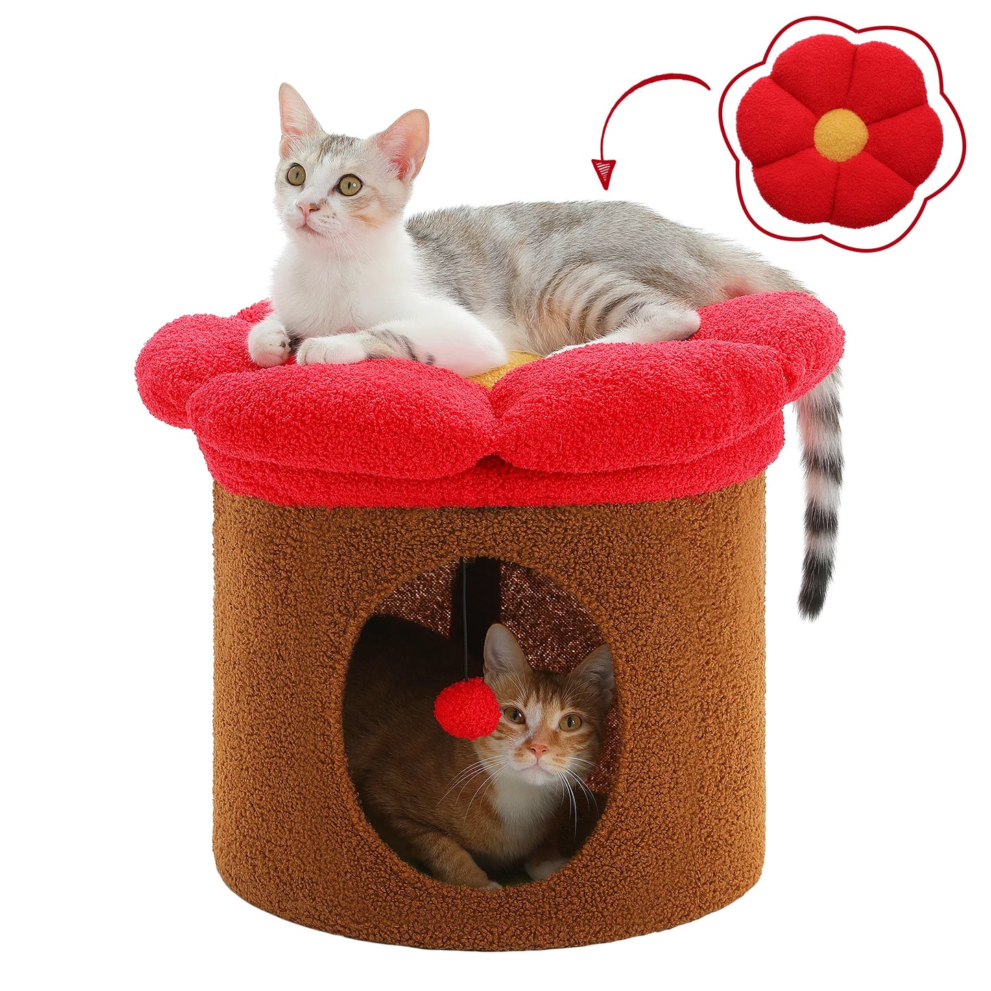 Großes Katzenhaus mit Blumen-Katzenbett