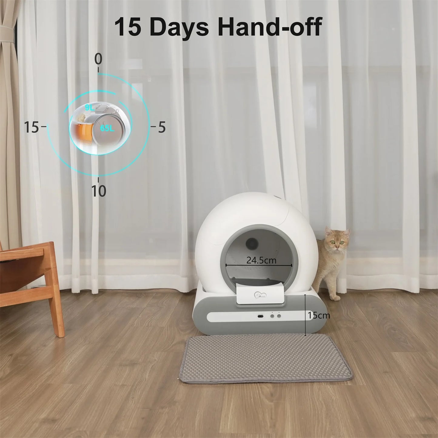 Große Automatische Katzentoilette mit App & Matte – Selbstreinigend