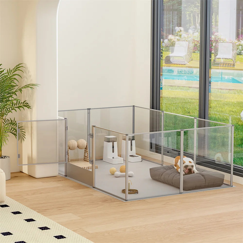 Extra Großer Acryl Hunde-Laufstall (10 Panels) – Transparent & Modular - Animalivo