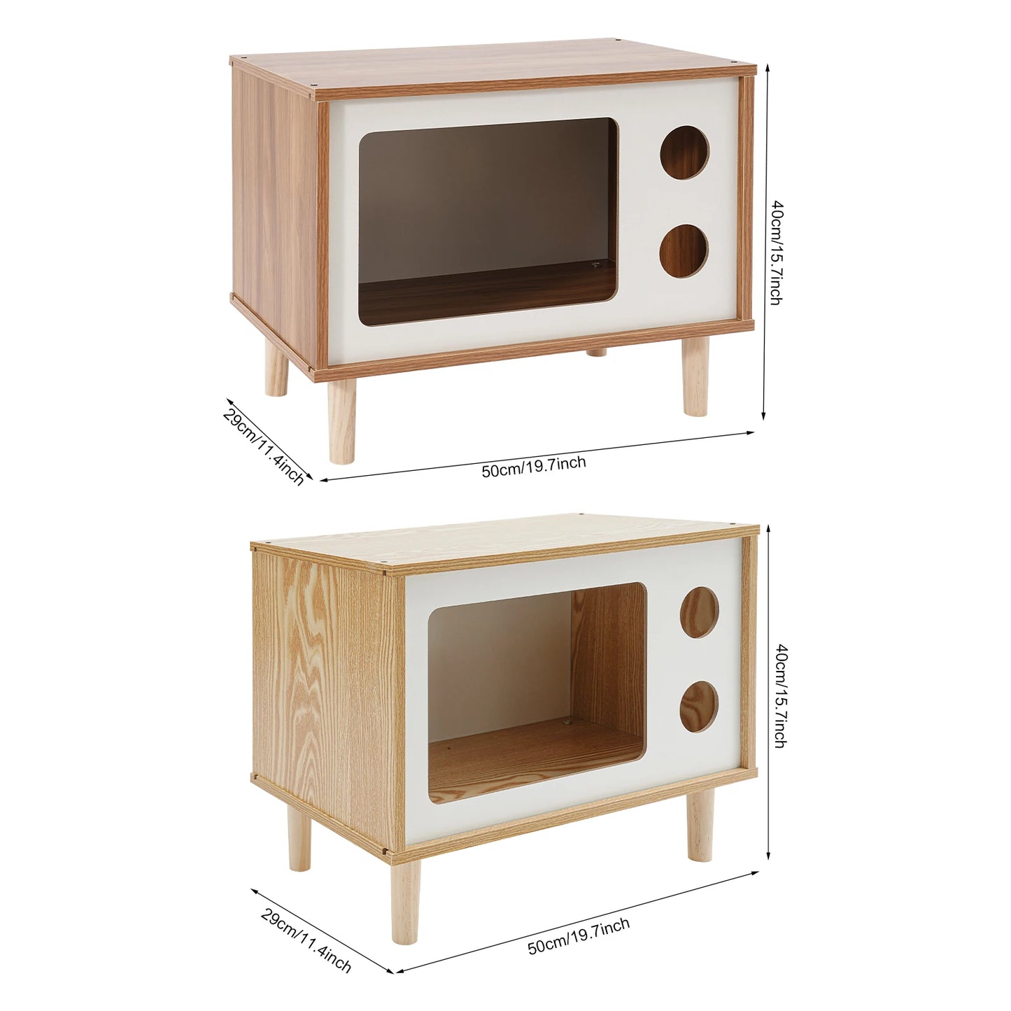 Holz Katzenhaus & Bett in TV-Form (50x29x40cm)