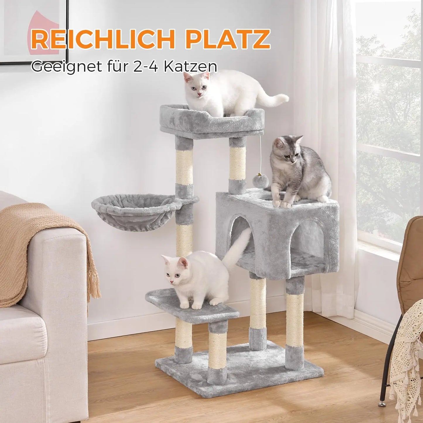 Katzenbaum (100 cm) mit Haus & Hängematte