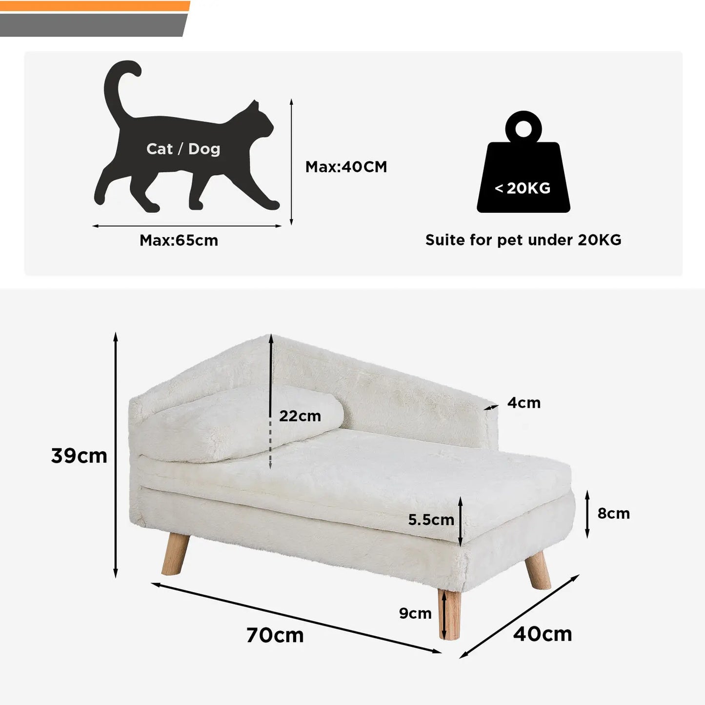 Erhöhtes L-förmiges Haustiersofa aus Holz