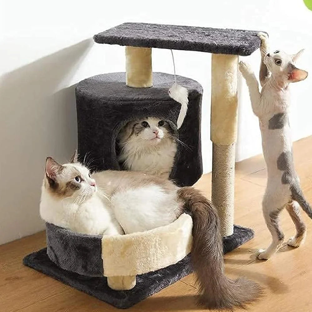 Kompakter Kratzbaum mit Höhle für Kätzchen & Katzen