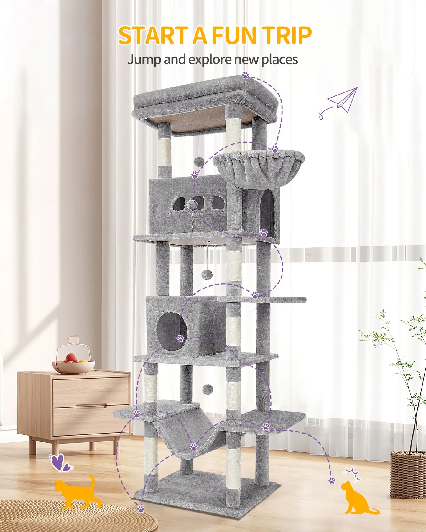 Großer Katzenturm (210 cm) für Hauskatzen