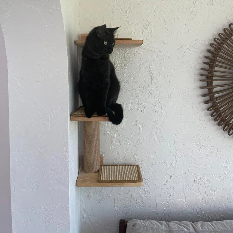 Wandmontierte Katzenmöbel aus Gummiholz