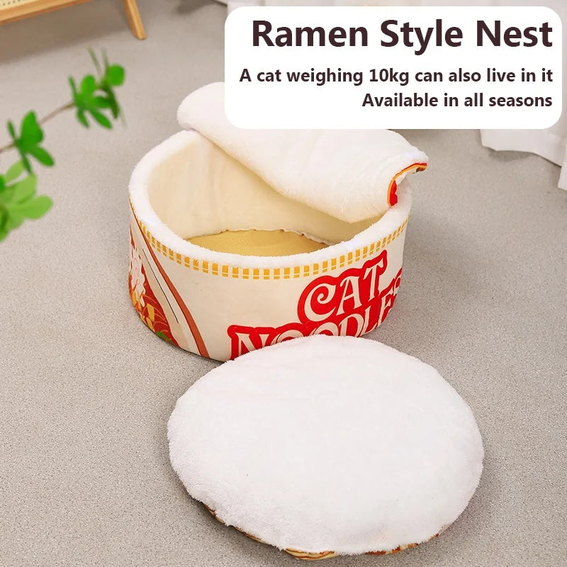 Warmes Ramen-Katzenbett für den Winter
