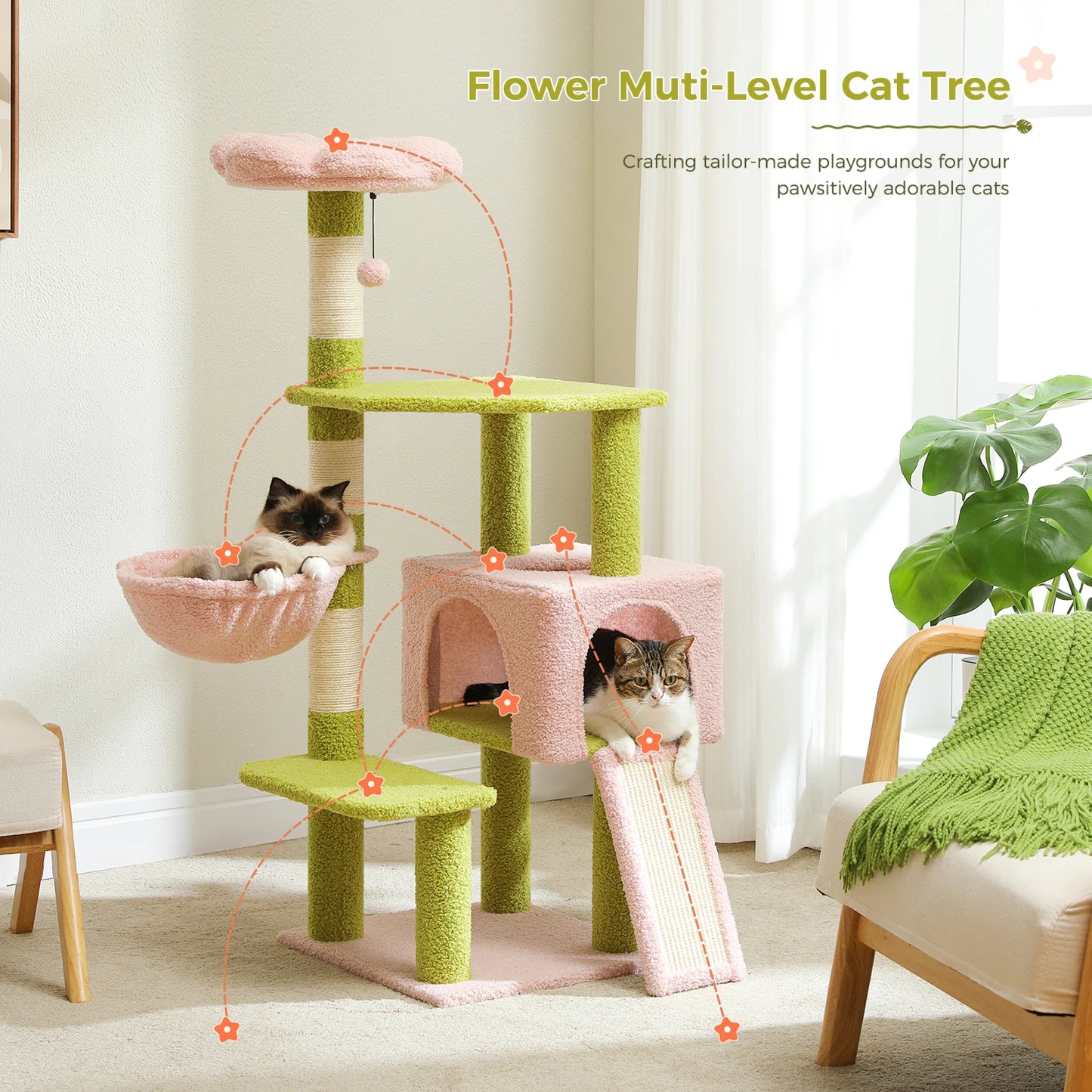Blumen-Kratzbaum für Katzen & Kätzchen