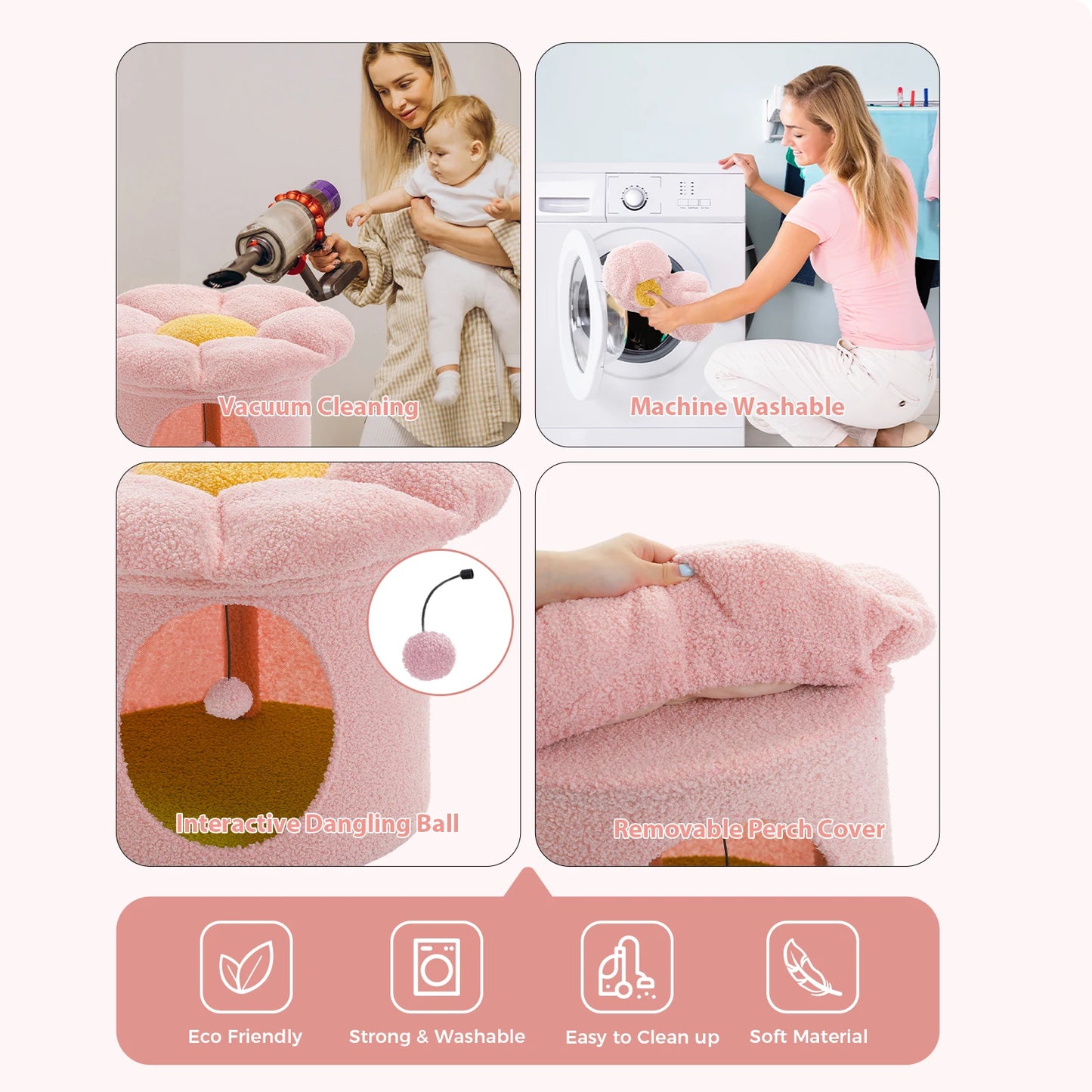 Großes Katzenhaus mit Blumen-Katzenbett