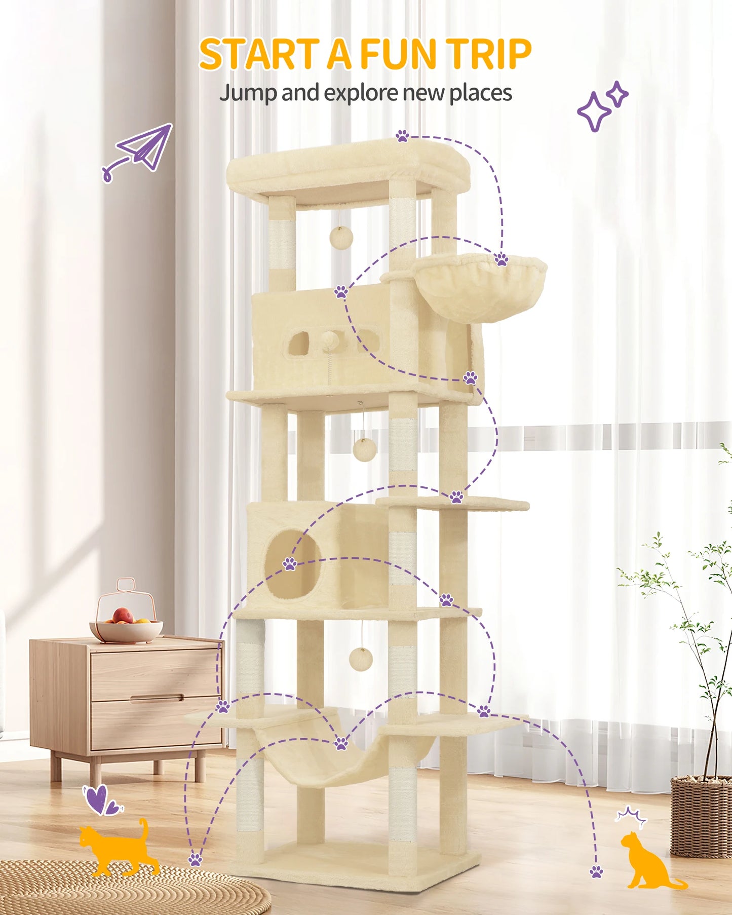 Großer Katzenturm (210 cm) für Hauskatzen