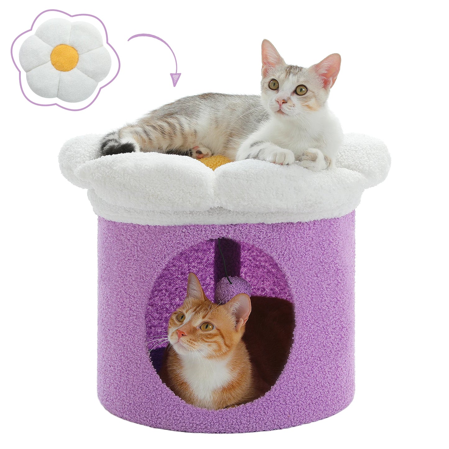 Großes Katzenhaus mit Blumen-Katzenbett