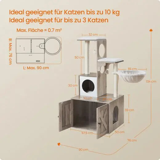 2-in-1 Kratzbaum mit integriertem Katzenklo