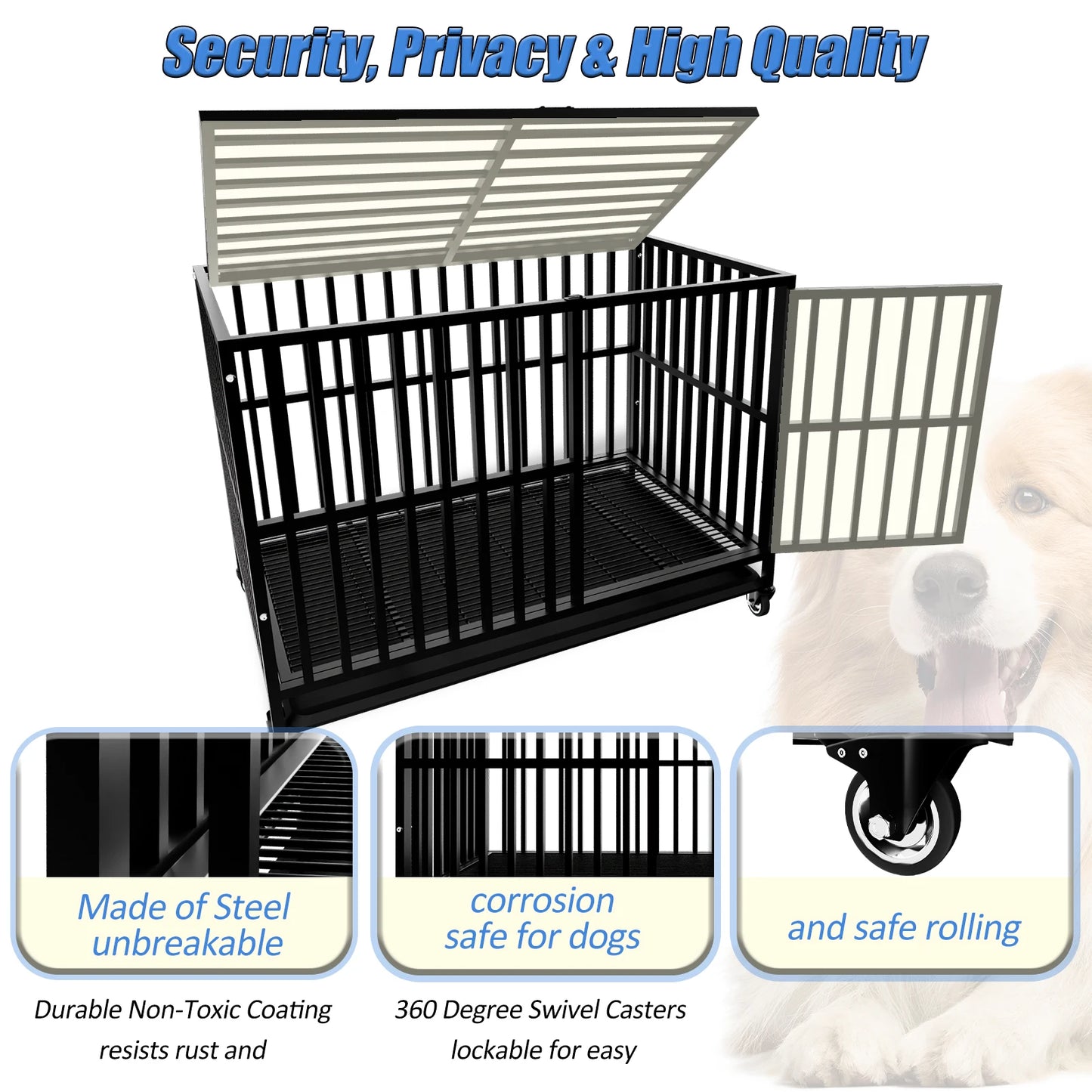 Extra Große Hundebox aus Legiertem Stahl (Unzerstörbar & Mobil) - Animalivo