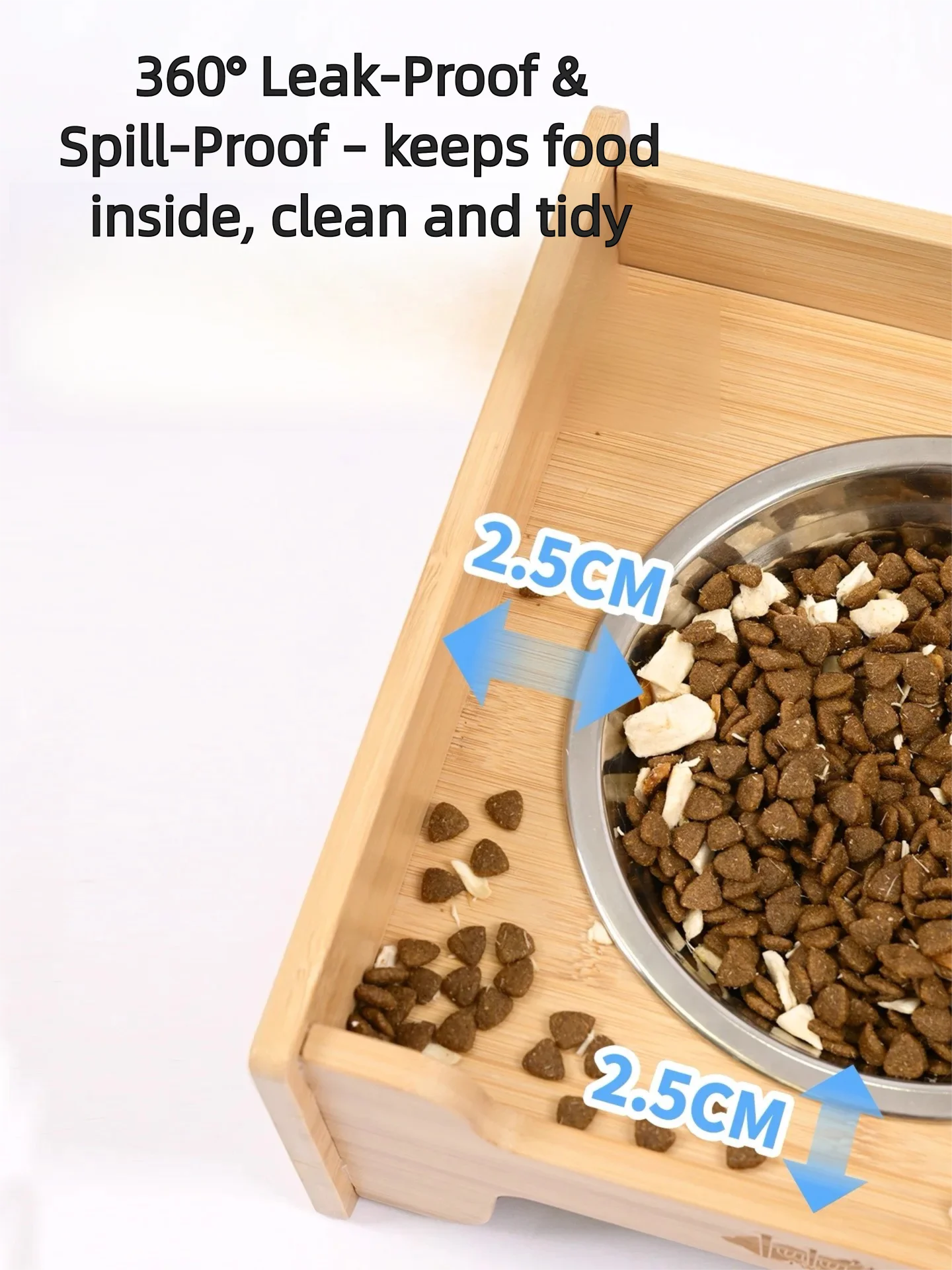 Edelstahl Futternapf-Set mit Bambusständer - Animalivo