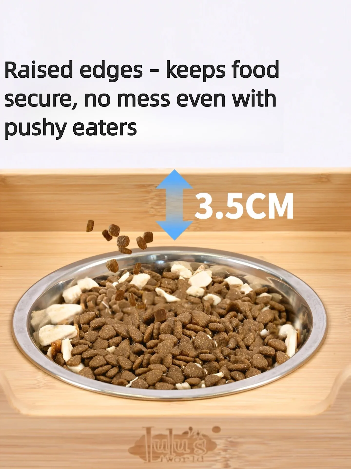 Edelstahl Futternapf-Set mit Bambusständer - Animalivo