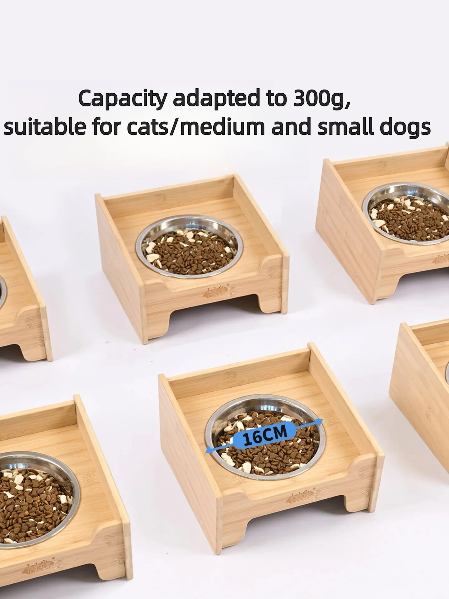 Edelstahl Futternapf-Set mit Bambusständer - Animalivo