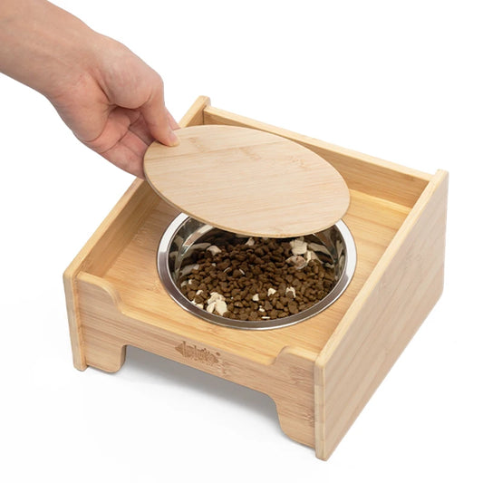 Edelstahl Futternapf-Set mit Bambusständer - Animalivo