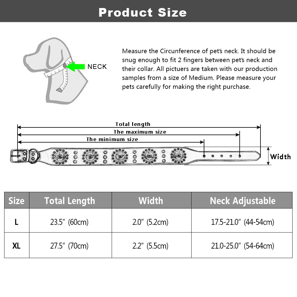 Großes Braunes Leder-Hundehalsband mit Spikes & Nieten - Animalivo