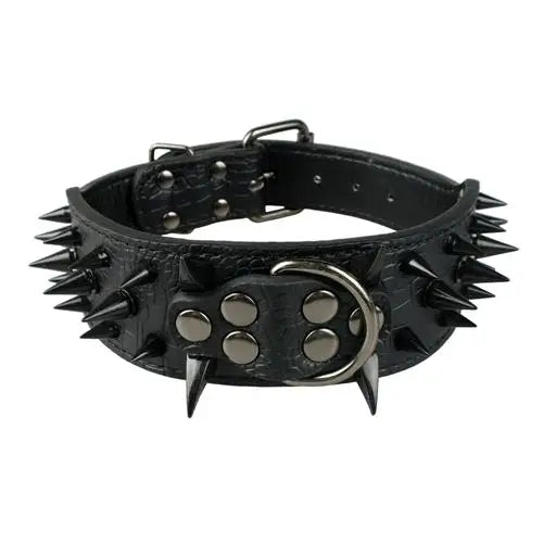 Breites Leder-Hundehalsband (5,1 cm) mit Spikes – Verstellbar für Pitbull, Bulldogge & Boxer - Animalivo