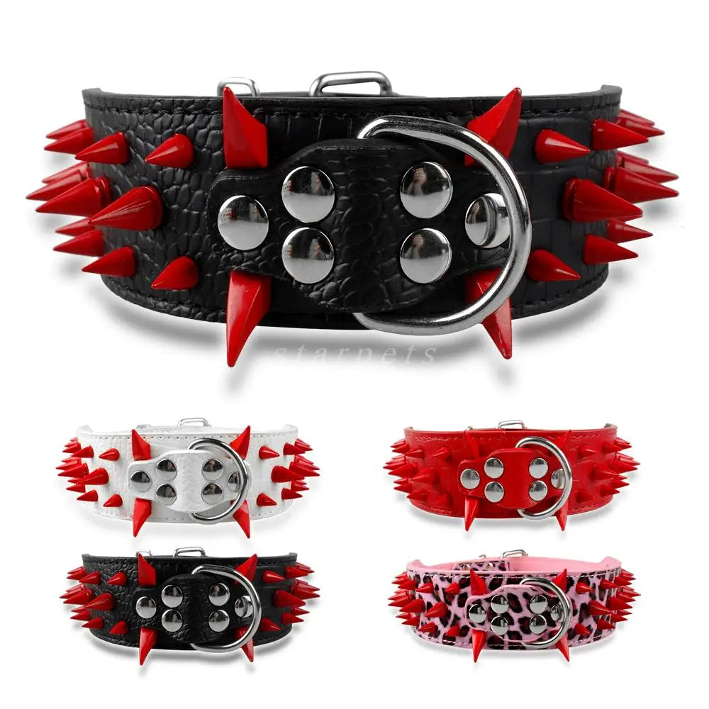 Breites Leder-Hundehalsband (5,1 cm) mit Spikes – Verstellbar für Pitbull, Bulldogge & Boxer - Animalivo