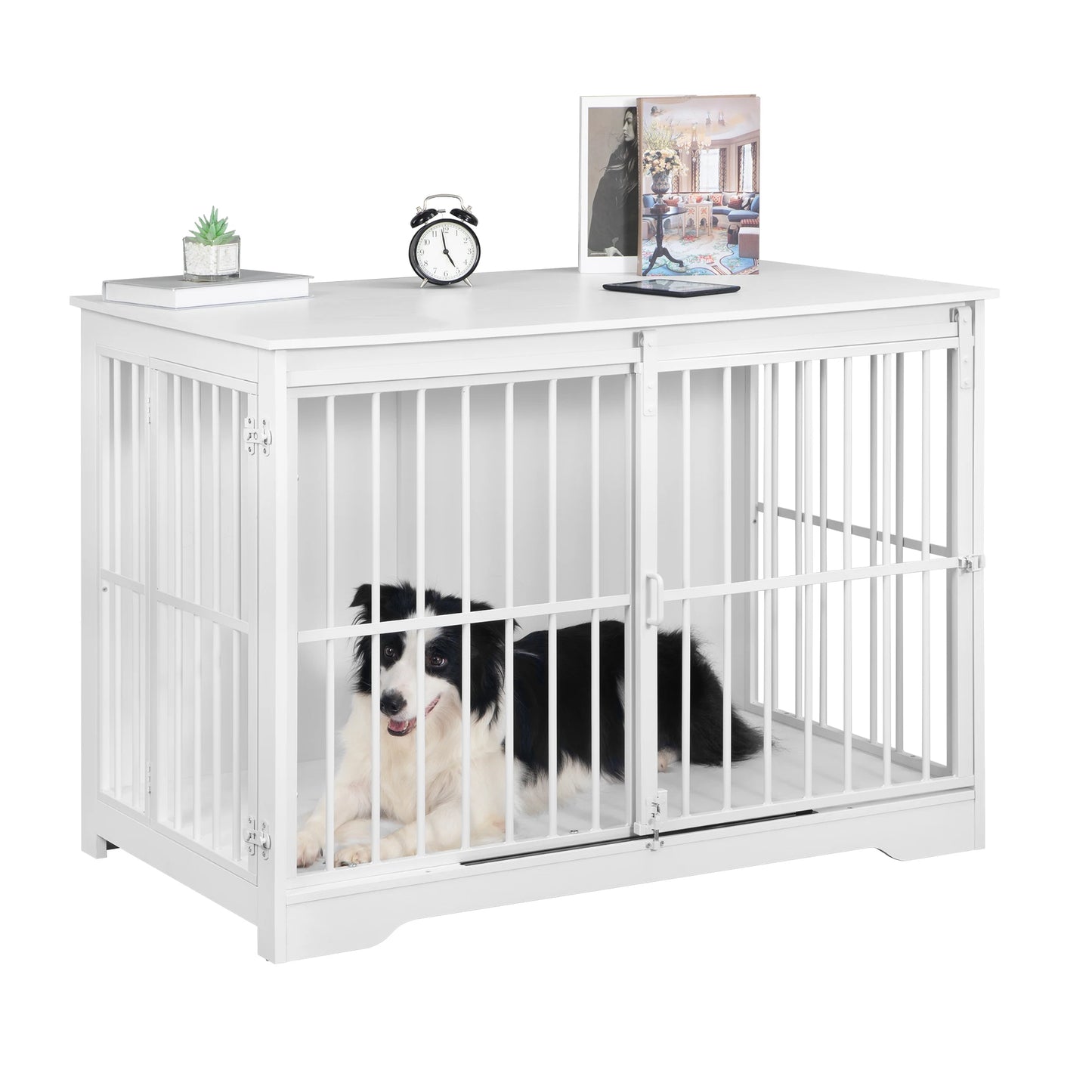 Moderner Hundekäfig (Möbelstil) mit 2 Türen & Verstärkter Schiebetür - Animalivo