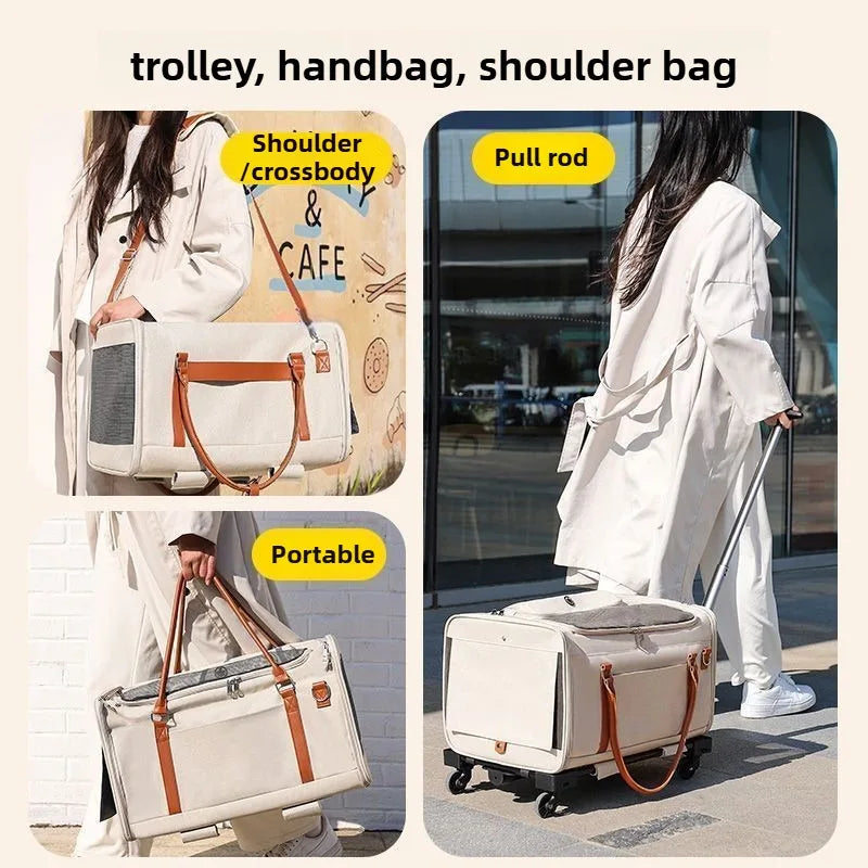 Multifunktionale Katzen- & Hunde-Tragetasche mit Trolley (Faltbar) - Animalivo