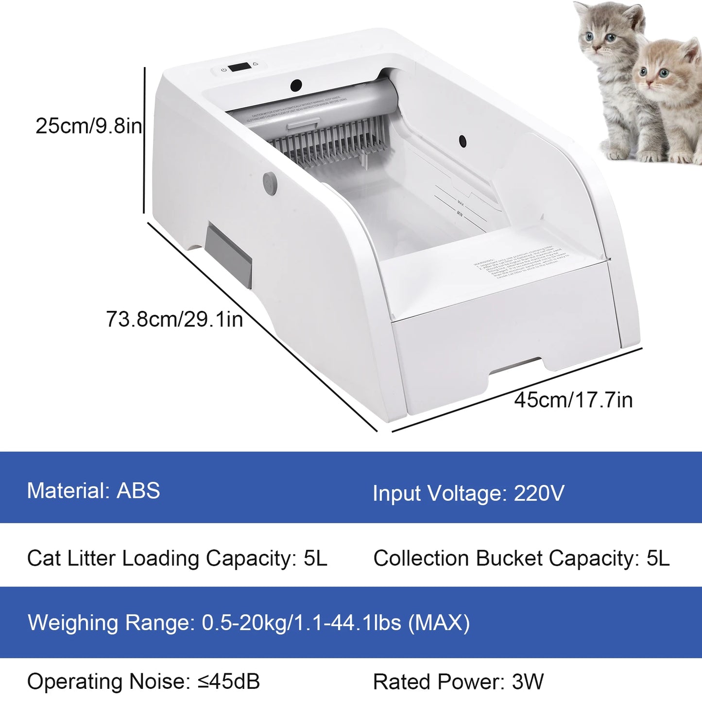 Automatische Katzentoilette, oben offen, Katzentoilette, Geruchskontrolle, App-Steuerung, großes Fassungsvermögen