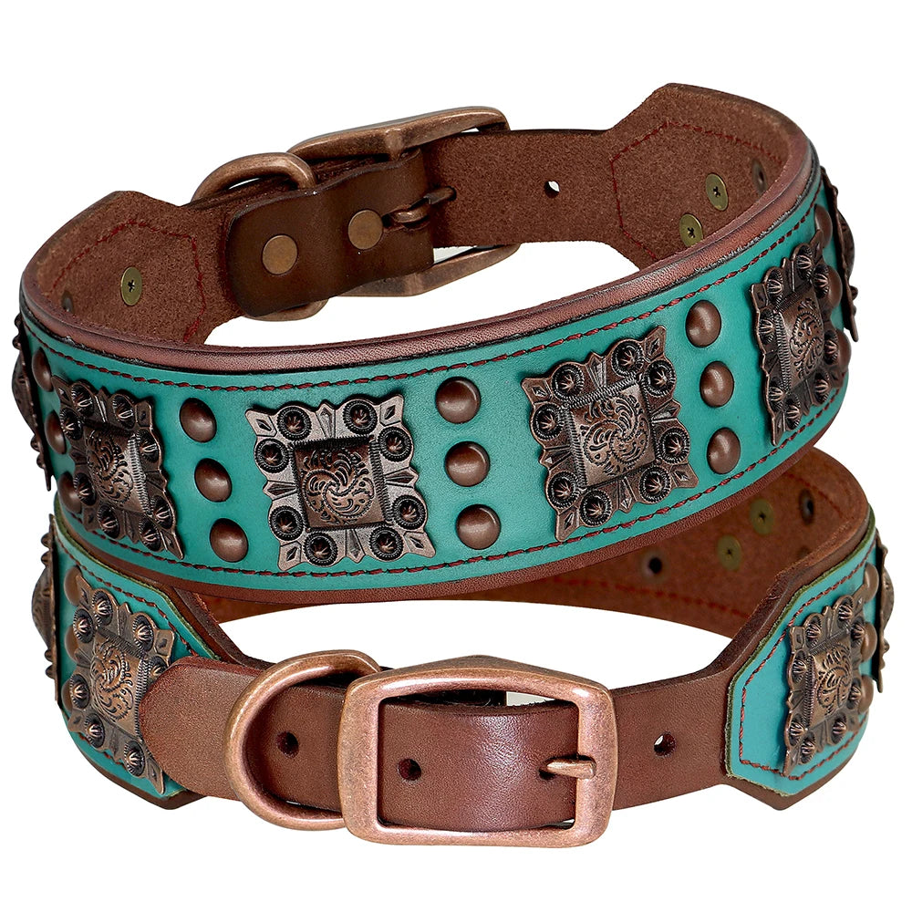 Cooles Hundehalsband aus Echtem Leder mit Spikes (Verstellbar) - Animalivo