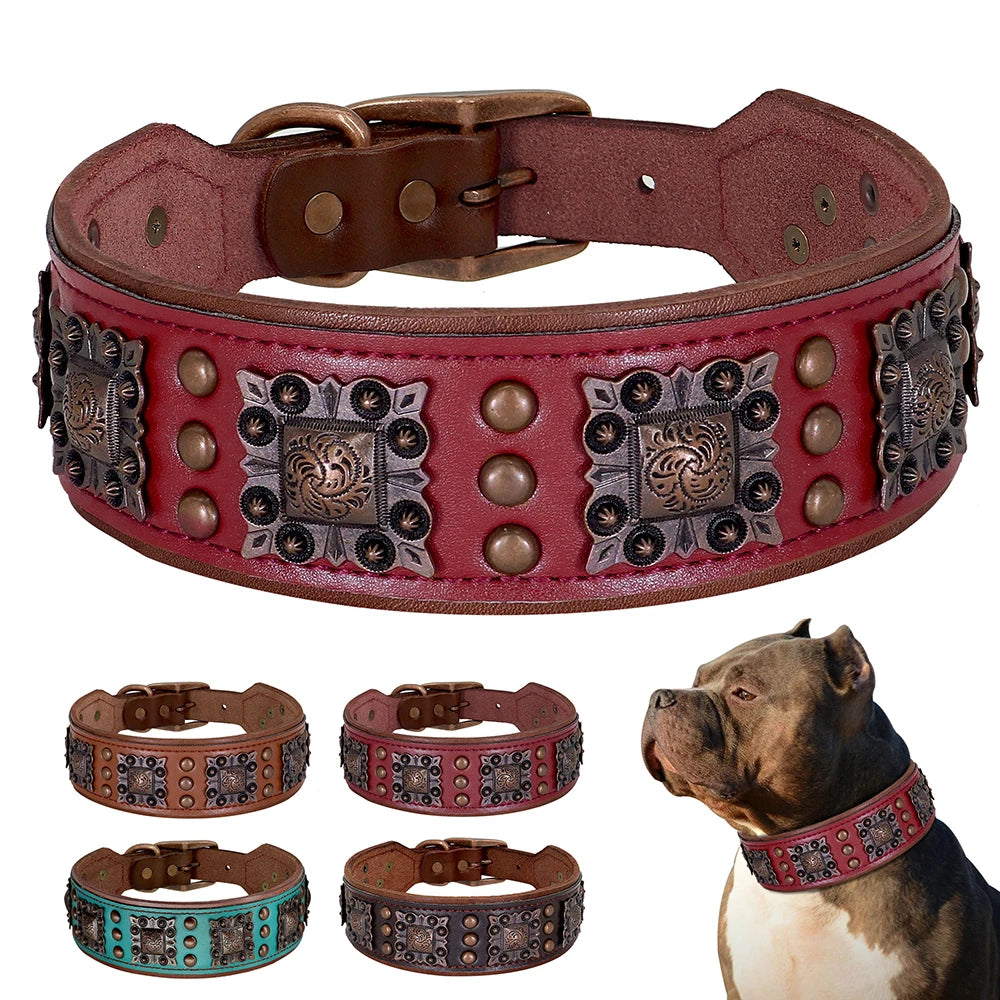 Cooles Hundehalsband aus Echtem Leder mit Spikes (Verstellbar) - Animalivo