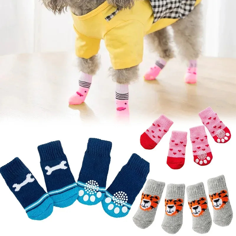 4er Set Warme Hunde- & Katzensocken  – Tiger-Design - Animalivo