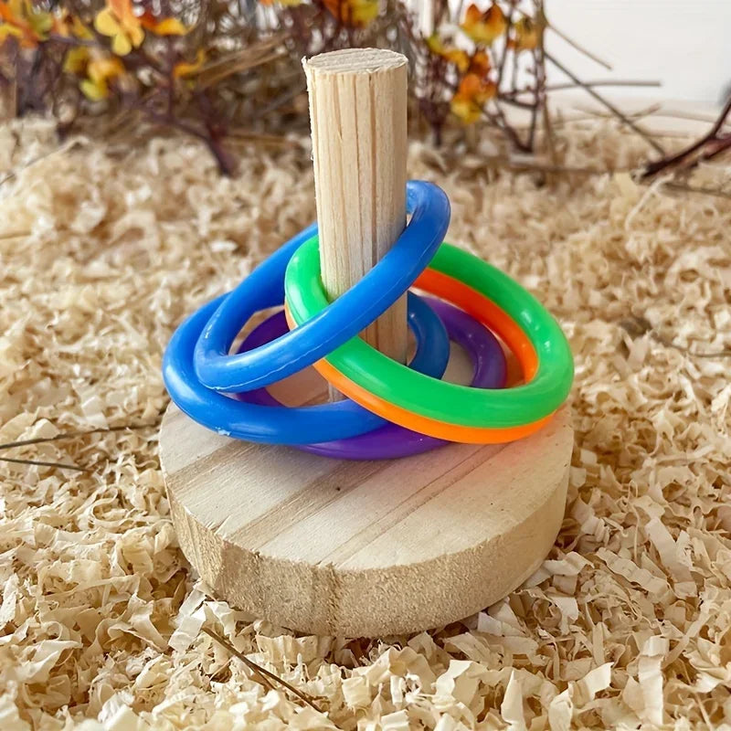 Interaktives Papageien-Ring-Spielzeug aus Holz - Animalivo