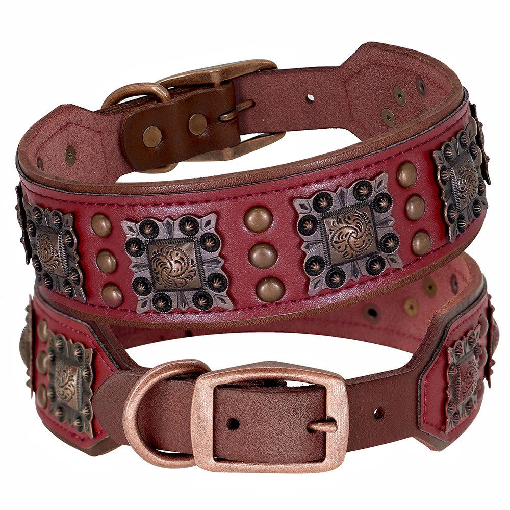 Cooles Hundehalsband aus Echtem Leder mit Spikes (Verstellbar) - Animalivo