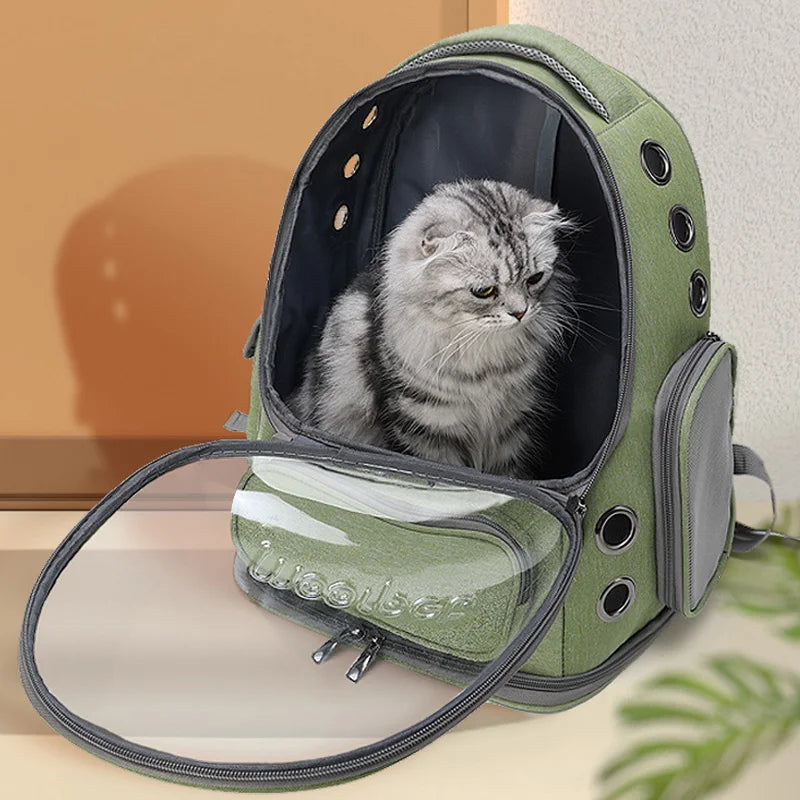 Transparenter Haustier-Rucksack: Atmungsaktive Raumkapsel-Tasche für Katzen und kleine Hunde - Animalivo