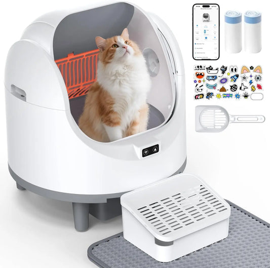 Selbstreinigende Katzentoilette, oben offen, automatische Toilette für Katzen, Katzen, automatische Toilette, spezielle große WLAN-APP-Steuerung - Animalivo